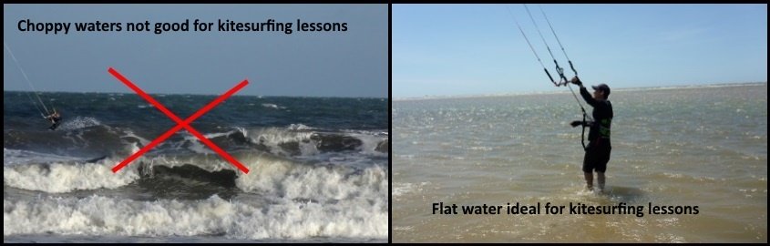 choppy waters not good for learning kitesurfing lessons