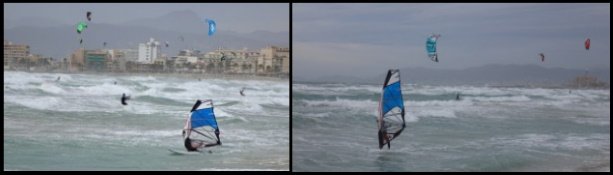 2 kitesurf y olas en Can Pastilla