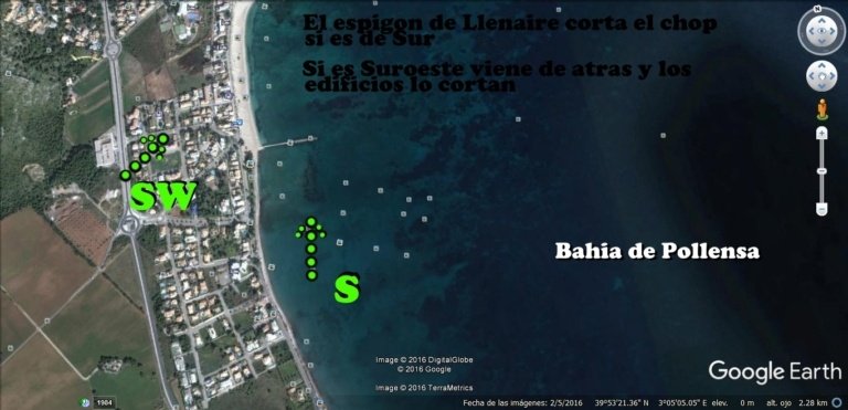 5 viento sur y mapa playa Alcudia