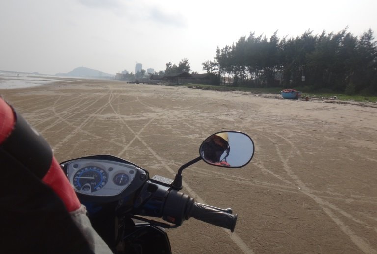 motorbike on the beach Vietnam kitesurfing lessons com January